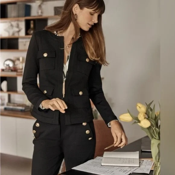 White House Black Market Luxe Stretch Military Jacket - Picture 3 of 12